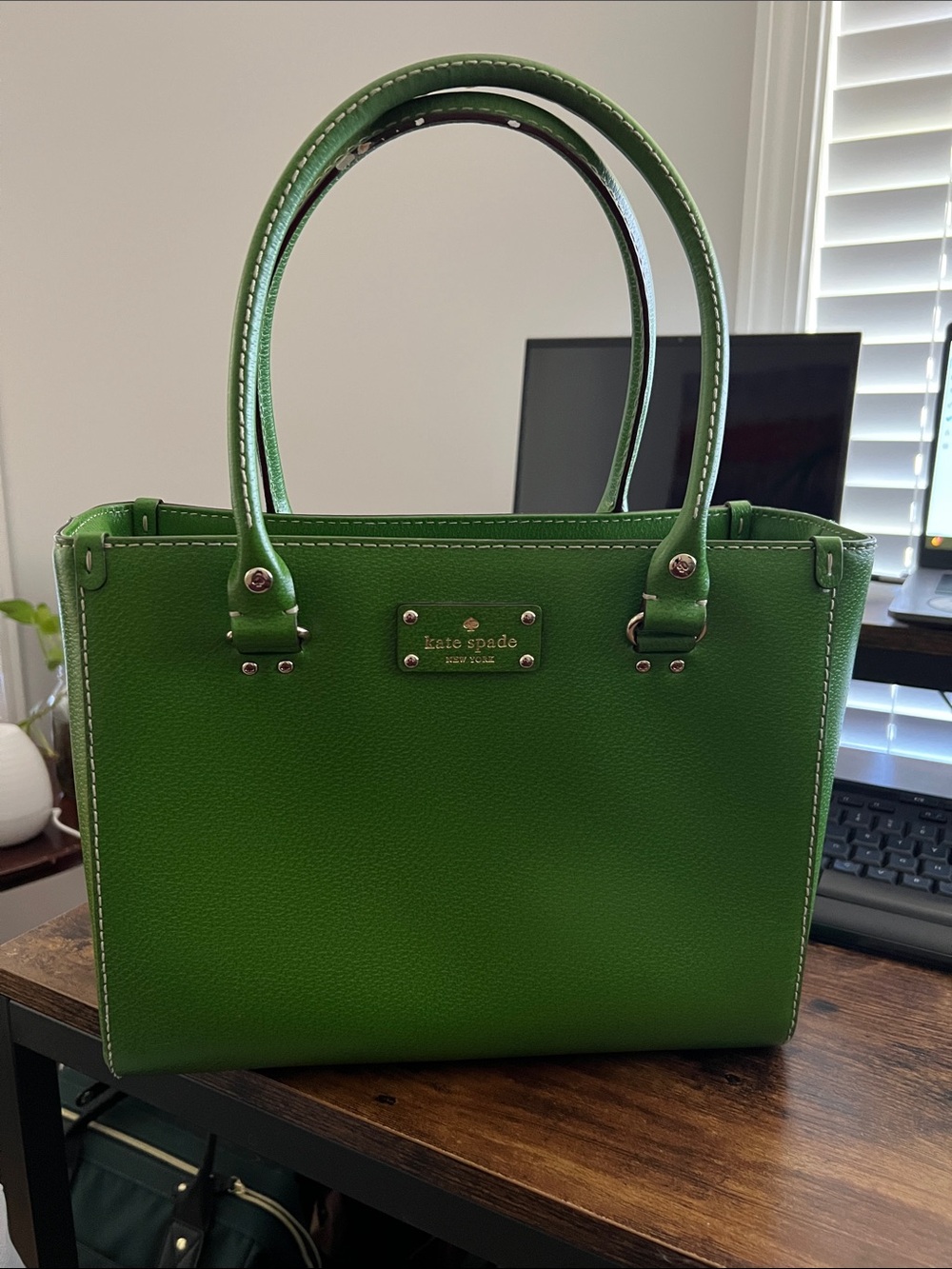 kate spade Green Pebbled Leather Tote